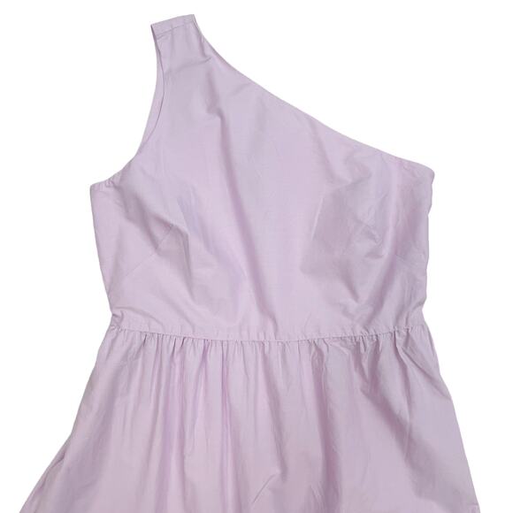 Gap One Shoulder Midi Dress Sz 2 New $98 Iris Purple Cotton Side Zip Eyelet Hem - Picture 7 of 12